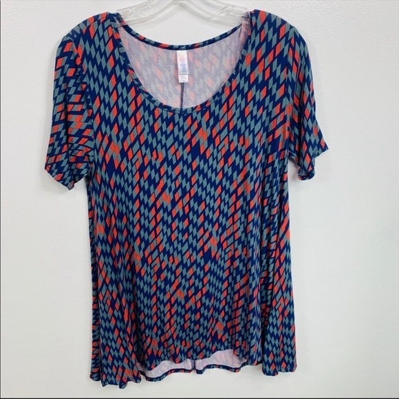 LuLaRoe Blue Geometric Print Tunic Top Extra Small - Picture 9 of 9